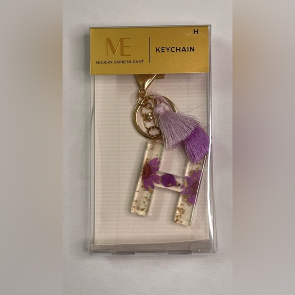 Modern Expressions Purple Floral “H” Keychain